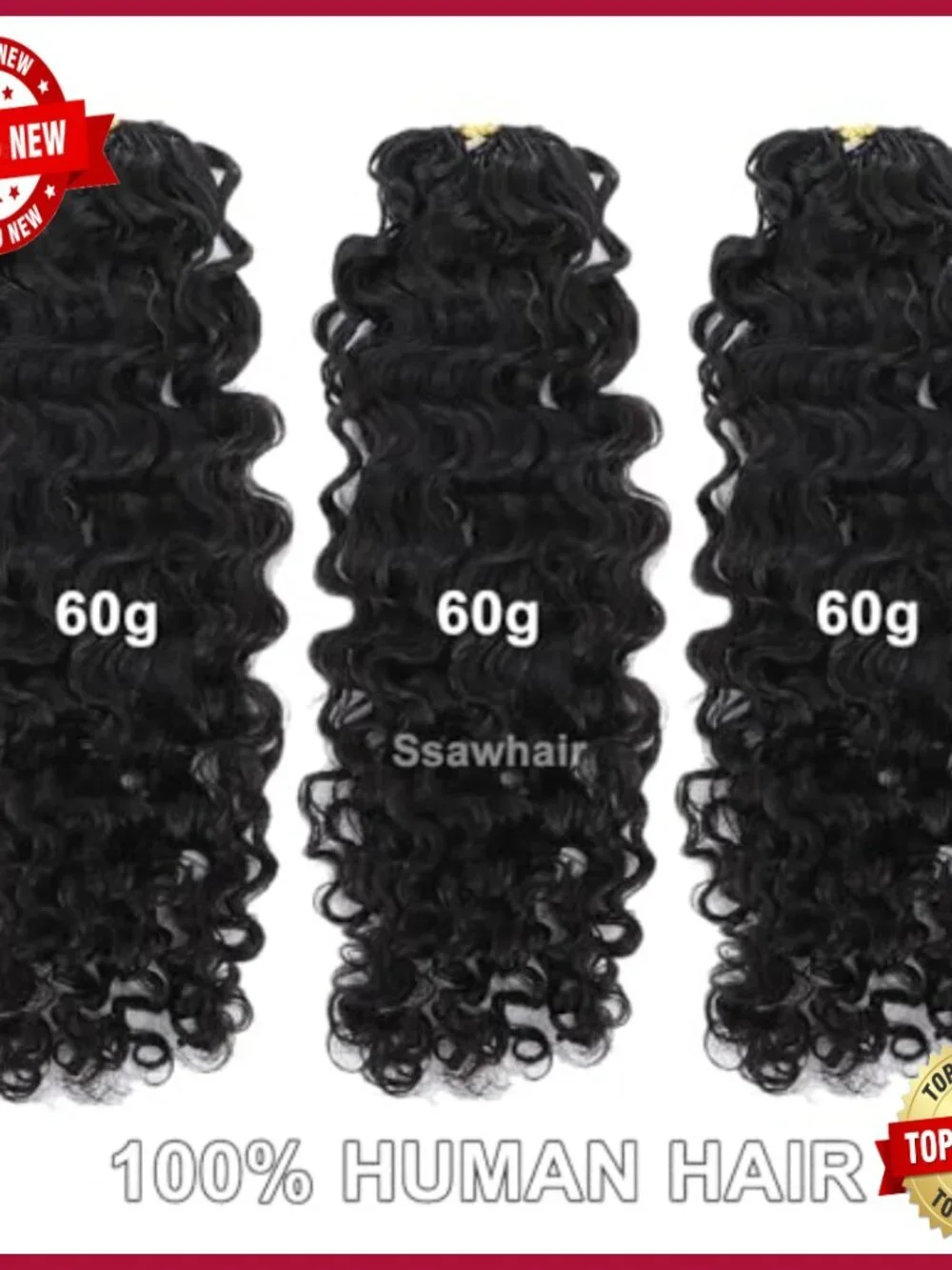 Water Deep Wave Crochet Human Hair Extensions 16 Inch Knotless Pre-Separated